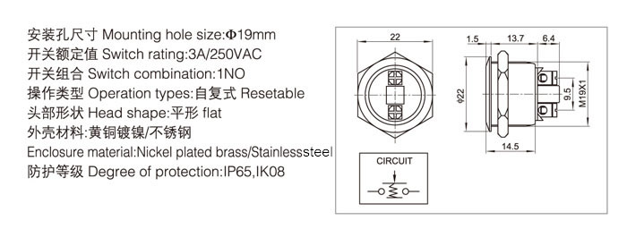 19-a4-push-button-switch-specification