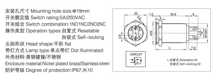 19-e2-push-button-switch-specification