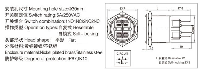 30-b1-push-button-switch-specification