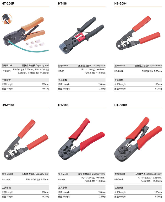 hs-2094-network-crimping-190mm-specification