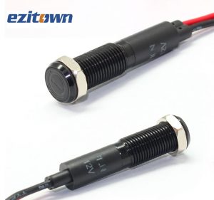 ezitown 8mm push button switch black case 12v