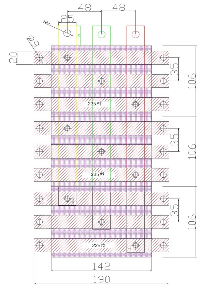 250A busbar 35mm pin type