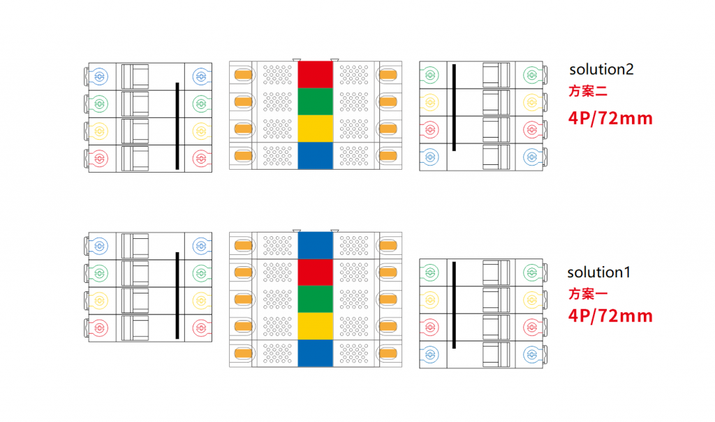 2 solutions of 3 phase 4 wires copper busbar